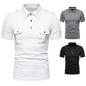 abordables Polo clásico para hombre-Hombre Camisetas polo Polo de algodón Casual Deportes Clásico Manga Corta Básico Cómodo Plano Bolsillo Botones Verano Ajuste regular Negro Blanco Gris Camisetas polo