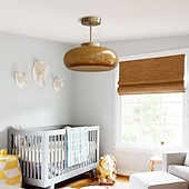 baratos Simplicidade Luminárias de Teto-luzes de teto vintage, lustre de vidro retrô, lustre de montagem embutida, jantar lustre de latão exclusivo