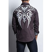 billiga västernskjortor för män-Herr Grafiska tryck Pistol Skjorta Västerländsk skjorta Cowboyskjorta Långärmad Mode Designer Ledigt Utomhus Dagligen Höst vinter Nedvikt Mönster Button-Down Svart Svart / Brun Brun Grå+Blå Blå + Blå