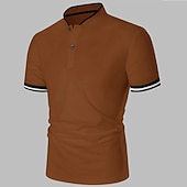  Férfi POLO trikó Gallér nélküli golfingek Hétköznapi Szabadság Állógallér Rövid ujjú Divat Alap Sima Gomb Nyár Normál Fekete Fehér Burgundi vörös POLO trikó