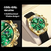 Недорогие Кварцевые часы-Кварцевые часы OLEV для мужчин спортивные наручные часы светящиеся хронографы с календарем многофункциональные водонепроницаемые с силиконовым браслетом