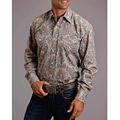 billiga västernskjortor för män-Herr Djur Häst Grafiska tryck Skjorta Västerländsk skjorta Cowboyskjorta Långärmad Mode Designer Ledigt Utomhus Dagligen Höst vinter Nedvikt Mönster Button-Down Vit Svart / Grön Ljusgrön Svart / Brun
