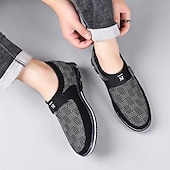 ieftine Saboți și Mocasini Bărbați-mocasini casual pentru bărbați – pantofi respirabili cu model negru și gri, cu cataramă metalică, confortabili și ușori pentru purtarea de zi cu zi