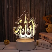 رخيصةأون أضواء زينة رمضان-عيد مبارك ثلاثية الأبعاد زينة ضوء الليل أكريليك led إسلامي مسلم رمضان مهرجان لوازم للديكور المنزل مصباح ليلي ديكور غرفة نوم