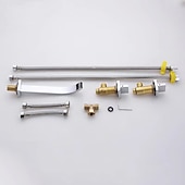 cheap Wall Mount-Wall Mounted Bathroom Sink Mixer Faucet Waterfall, Widespread Basin Taps Vintage Brass 2 Handles 3 Holes Washroom Wash Baxin Tap with Cold Hot Water Hose
