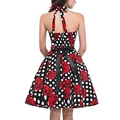 tanie stroje-Retro / vintage Lata 50. Rockabilly Spódnica Sukienka o kroju A Tutu Kwiaty Groszki Damskie Impreza / Wieczór Bal maskowy Wieczór panieński Dla dorosłych Sukienka Kolczyki Naszyjniki Wiosna i lato
