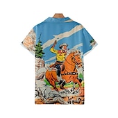 tanie Koszula Vintage-Derby Kentucky Męskie Zabytkowe Kowboj Koszula Koszula hawajska Koszula Aloha Krótkie rękawy Koszula Wieczorne Zabytkowe Moda Moda miejska Ulica Codzienny Hawajskie Żółty Czerwony Niebieski S M L