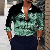 economico Geometrica-Per uomo Gradiente Geometrica Camicia Camicia con bottoni Manica lunga Di tendenza Originale Informale Esterno Da mare Giornaliero Autunno inverno Colletto Stampa Bottone giù Nero Rosso Blu Verde