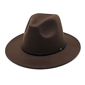 cheap Photobooth Props-Woolen Top Hat Jazz Hat Vintage Black Woolen Jazz Hat Flat Brim Cap