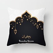 billiga Kuddfodral för semester-ramadan kareem kuddfodral eid mubarak 1 st mjukt dekorativt fyrkantigt kuddfodral örngott för sovrum vardagsrum soffa soffstol maskintvättbar