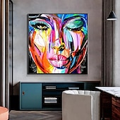 abordables Peintures portraits-Mintura main visage peinture à l&#039;huile sur toile mur art décoration moderne figure abstraite image pour la décoration intérieure roulé sans cadre non étiré peinture