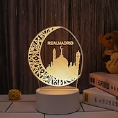 رخيصةأون أضواء زينة رمضان-عيد مبارك ثلاثية الأبعاد زينة ضوء الليل أكريليك led إسلامي مسلم رمضان مهرجان لوازم للديكور المنزل مصباح ليلي ديكور غرفة نوم