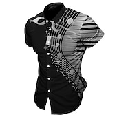 preiswerte Musik und Gitarren-Herren Musik Noten Pano Keys Hemd Knopfhemd Kurzarm Mode Streetwear Designer Outdoor Straße Täglich Sommer Frühling Umlegekragen Druck Button-Down Schwarz Weiß Gelb Rote Purpur