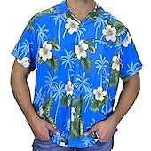 economico Stampa Floreale-Per uomo Floreale Pop art Fiori tropicali Camicia Camicia estiva Maglietta informale Manica corta Camicia Collo ripiegabile Di tendenza Streetwear Essenziale Informale Giornaliero Hawaiano Rosa Rosso