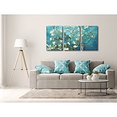 olcso Botanikus nyomatok-giclee vászonnyomatok fali dekorációhoz van Gogh festmények mandulavirág modern 3 részes kifeszített és bekeretezett absztrakt virágok műalkotás otthoni irodai dekoráció