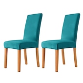 cheap Dining Chair Cover-2 Pcs Dining Chair Cover Burgundy Velvet Stretch Chair Seat Slipcover Spandex with Elastic Bottom Protector for Dining Room Wedding Ceremony Durable Washable