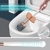 halpa Vessaharja-wc-harja ja pidike, tyylikäs silikoninen wc-kulhoharjasarja ergonomisella pitkällä varrella, modernit kylpyhuonesisustuksen puhdistustarvikkeet, kestävä, syväpuhdistus, musta &amp;amp; valkoinen