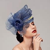 billige Coiffer-fascinators kentucky derby lue hodeplagg fjær nett bøtte lue bryllup spesiell anledning damedag melbourne kopp cocktail med sløyfer hette hodeplagg hodeplagg