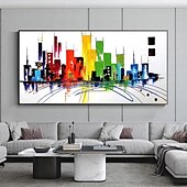 cheap Landscape Paintings-Mintura Handmade Colorful City Landscape Oil Paintings On Canvas Wall Art Decoration Modern Abstract Picture For Home Decor Rolled Frameless Unstretched Painting