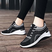 olcso Női tornacipők-Női Tornacipők Rózsaszín Magasító cipők Flyknit cipő Szabadtéri Napi Színes Nyár Rejtett sarok Kerek orrú Sportos Alkalmi minimalizmus Futócipő Gyalogló Repülő szövés Fűzős Fekete Arcpír rózsaszín