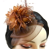 preiswerte Faszinator-Fascinator Hüte Kopfbedeckung Netz Teeparty Pferderennen Ladies Day Melbourne Cup Handgemacht mit floralem Kopfschmuck Kopfbedeckung Kleid zum Beeindrucken Renntag Kleid