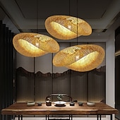baratos Design de Lanterna-luz led pendnat lanterna de bambu design lustre retrô 40cm lustre iluminação de teto é aplicável à sala de estar quarto restaurante café bar restaurante clube