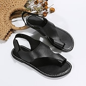 billiga Semester Sandaler-bruna damsandaler med öppen tå – lediga sommarlägenheter med utskuren design för vardagskomfort