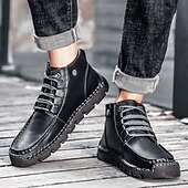 abordables Baskets-bottines en cuir vintage pour hommes – chaussures d&#039;extérieur décontractées à lacets avec semelle antidérapante durable