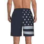 お買い得  独立記念日ボトムス-男性用 グラフィック 国旗 スイミングトランクス ボードショーツ スイムショーツ ミディアムウエスト ハワイアン ボヘミアン カジュアル 日常 祝日 ドローストリング メッシュ裏地付き 弾性ウエスト デザイナー 衣類
