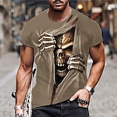 cheap Skull &amp; Bone-Men&#039;s Unisex Skull Graphic Prints T shirt Halloween Shirt Funny T Shirts Short Sleeve T shirt 3D Print Crew Neck Shirt Designer Casual Big and Tall Daily Holiday Black Blue Green Summer Clothing