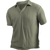 Men's Polo Golf Shirt Outdoor Causal Lapel V Neck Short Sleeves V-Front Solid Color Plain Basic Summer Spring Green Polo3