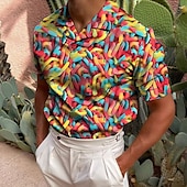 ieftine Polo imprimat pentru bărbați-Bărbați 3D Print Tricou POLO Cămașă de golf Manșon scurt Cămașă Răsfrânt Casual Zilnic Tipărire 3D Alb+Roșu Negru / Roșu Roz Îmbujorat Roșu-aprins Mov Deschis Imprimeu Buton în jos Îmbrăcăminte Mod