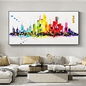 cheap Landscape Paintings-Mintura Handmade Colorful City Landscape Oil Paintings On Canvas Wall Art Decoration Modern Abstract Picture For Home Decor Rolled Frameless Unstretched Painting