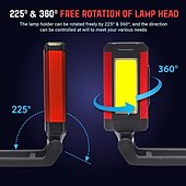 abordables Faros delanteros-Luz de trabajo cob, linterna led superbrillante recargable por usb, lámpara de camping portátil con imán trasero, linterna ajustable impermeable