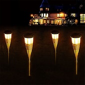 abordables Projecteurs extérieurs-2 pièces jardin extérieur solaire bambou torche lumière paysage voie solaire torche lumière solaire voie pelouse lampes spotligh partie décoration lampe
