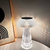abordables Lámparas de mesa-Lámpara de medusas creativa moderna, lámpara de mesa recargable de cristal, luces nocturnas, atenuador táctil de hongo, lámpara rgb, 16 colores para la decoración de la mesita de noche del hogar,