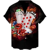 economico Camicie stampate da uomo-Per uomo Carte francesi Camicia Camicia con bottoni Manica corta Di tendenza Originale Informale Informale Giornaliero Spiaggia Primavera estate Collo ripiegabile 3D Bottone giù Nero Giallo Rosso