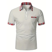 billige Klassisk poloskjorte for menn-Herre POLO T-skjorte Golf skjorte Avslappet Daglig Polokrage Klassisk Kortermet Lettvekt Ruter Lapper Alle årstider Normal Lyseblå Svart Hvit Rød Navyblå Lysegrå POLO T-skjorte