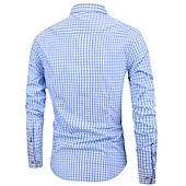 cheap Men&#039;s Button Up Shirts-Men&#039;s Casual Shirt Button Up Shirt Checked Shirts Black Red Deep Blue Light Blue Long Sleeve Plaid Square Neck Vacation Daily Wear Button-Down Clothing Apparel Cotton Fashion Leisure Hawaiian