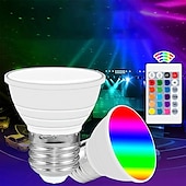 cheap Smart Lights-LED Light Cup RGB Remote Control 16-Color Magic Spot Light GU10 Interior Decoration Light E27 Bar Festival Atmosphere