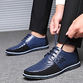 preiswerte Sneaker für Herren-Freizeit-Schnürschuhe aus Kunstleder für Herren – stylische blaue und schwarze Low-Top-Sneaker mit rutschfester Sohle für den Alltag und halbformelle Anlässe