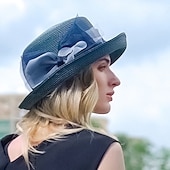 preiswerte Partyhut-Hüte Polyester-Eimerhut Strohhut Lässiger Urlaub mit Bowknot-Kopfbedeckung Kopfbedeckung