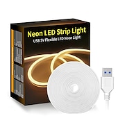 economico Luci intelligenti-Striscia luminosa al neon a LED da 2 m e 6,56 piedi flessibile USB con temperatura di colore bianco caldo rosa giallo verde rosso impermeabile IP65 per decorazioni natalizie per interni ed esterni