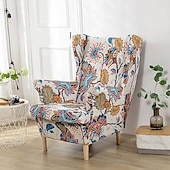 billige Lenestoldeksel og armløst stolomslag-stretch wingback stoltrekk vinge stol slipcovers med seteputetrekk spandex jacquard wingback lenestoltrekk til ikea strandmon stol