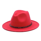 billige Ville vesten-Hatter Ull / Acryl Fedora Formell Bryllup cocktail Royal Astcot Enkel Klassisk Med Kjede Ren Farge Hodeplagg Hodeplagg