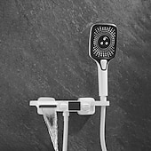 cheap Waterfall-Wall Mount Bathtub Faucet with Handheld Shower Sprayer, LED Display Wall Mounted Tub Shower Set Brass Valve Waterfall Spout, Bathroom Single Handle Mixer Tap, Hand Held Filler Shower System