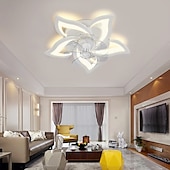 cheap Ceiling Fan Lights-LED Ceiling Fans Dimmable with Remote Contral Flower Design Flush Mount Ceiling Lamp Acrylic Lampshade Chandelier Bedroom Living Room