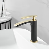 cheap Bathroom Sink Faucets-Bathroom Waterfall Sink Faucet, Basin Mixer Taps Tall Short Brass, Deck Mounted Single Handle One Hole Tap with Hot and Cold Hose Vessel Water Tap Washroom