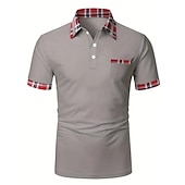 billige Klassisk poloskjorte for menn-Herre POLO T-skjorte Golf skjorte Avslappet Daglig Polokrage Klassisk Kortermet Lettvekt Ruter Lapper Alle årstider Normal Lyseblå Svart Hvit Rød Navyblå Lysegrå POLO T-skjorte