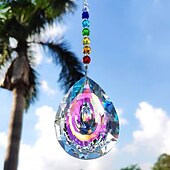 baratos Espanta-espíritos-1pc cristal suncatcher pingente de cristal colorido lustre arco-íris criar ornamento de suspensão na parede ornamento de prisma de janela de árvore para quarto home office decoração de jardim